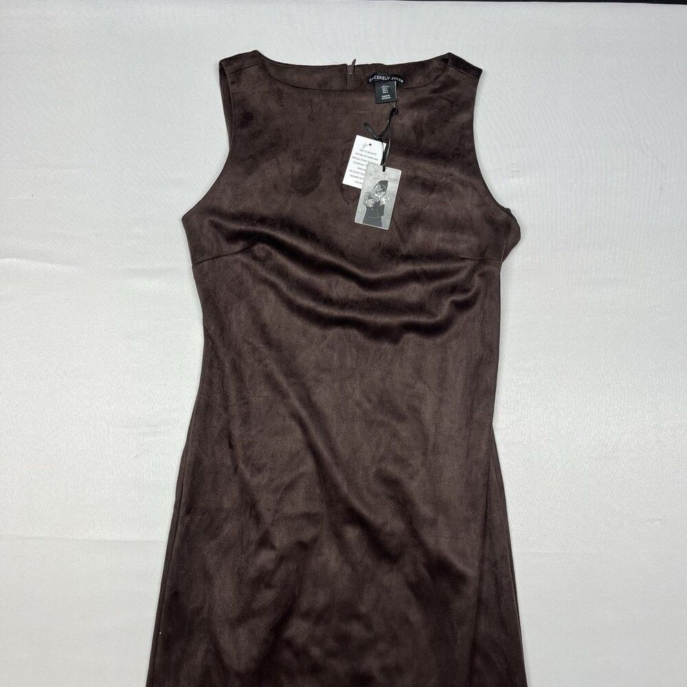 Brown Faux Suede Leather Midi Maxi Dress - Picture 3 of 11